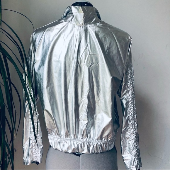 Vintage LOVE Silver Metallic Summer Lightweight Pullover Jacket Size S - Picture 4 of 12